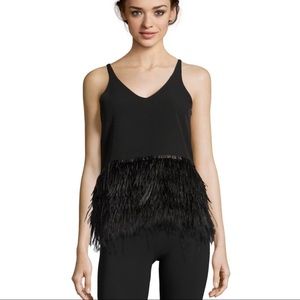 Romeo & Juliet Couture Feathered V-Neck Top